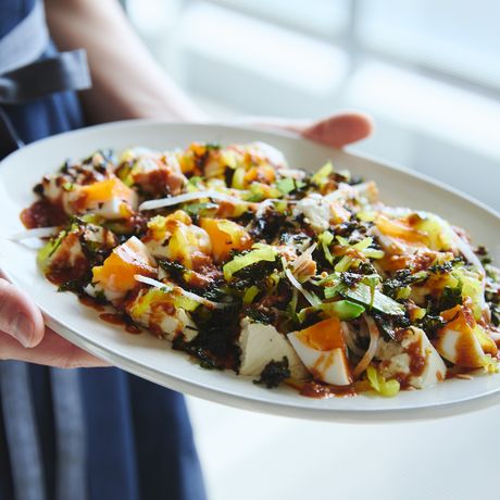 豆腐とゆで卵の韓国風パリパリサラダ