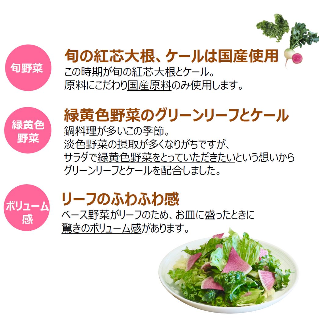 期間限定】旬を味わうサラダ紅芯大根やケール 82g｜サラダクラブ