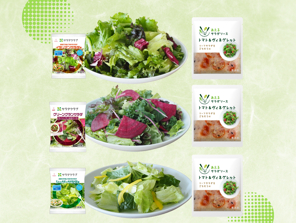 【3食分でお得】あえるサラダソース トマト＆ヴィネグレット80g×3袋＆パッケージサラダ3種【まとめ買いでお得】