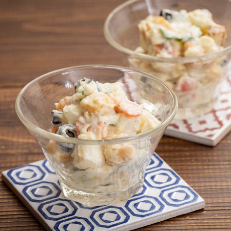 にんにく風味！オリーブとクルトンのポテサラ≪世界を味わうマヨ≫≪マヨネーズ100周年≫Qummy