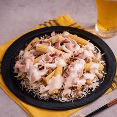 お肉をプラス＋もち麦とヤングコーンの豚しゃぶサラダ≪ベジドレッシング≫Qummy