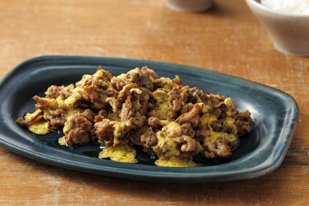 「すりおろしなすと豚こま肉の炒め物」