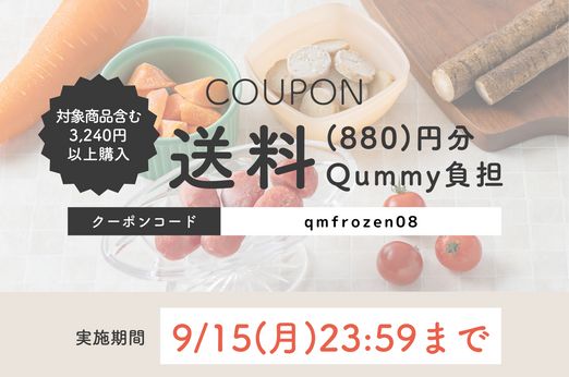 【期間限定】クーポン配布！対象商品1点＆3,240円以上購入で送料(880円分)Qummy負担